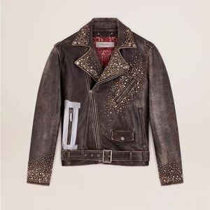 Golden Goose Studded Brown Leather Jacket